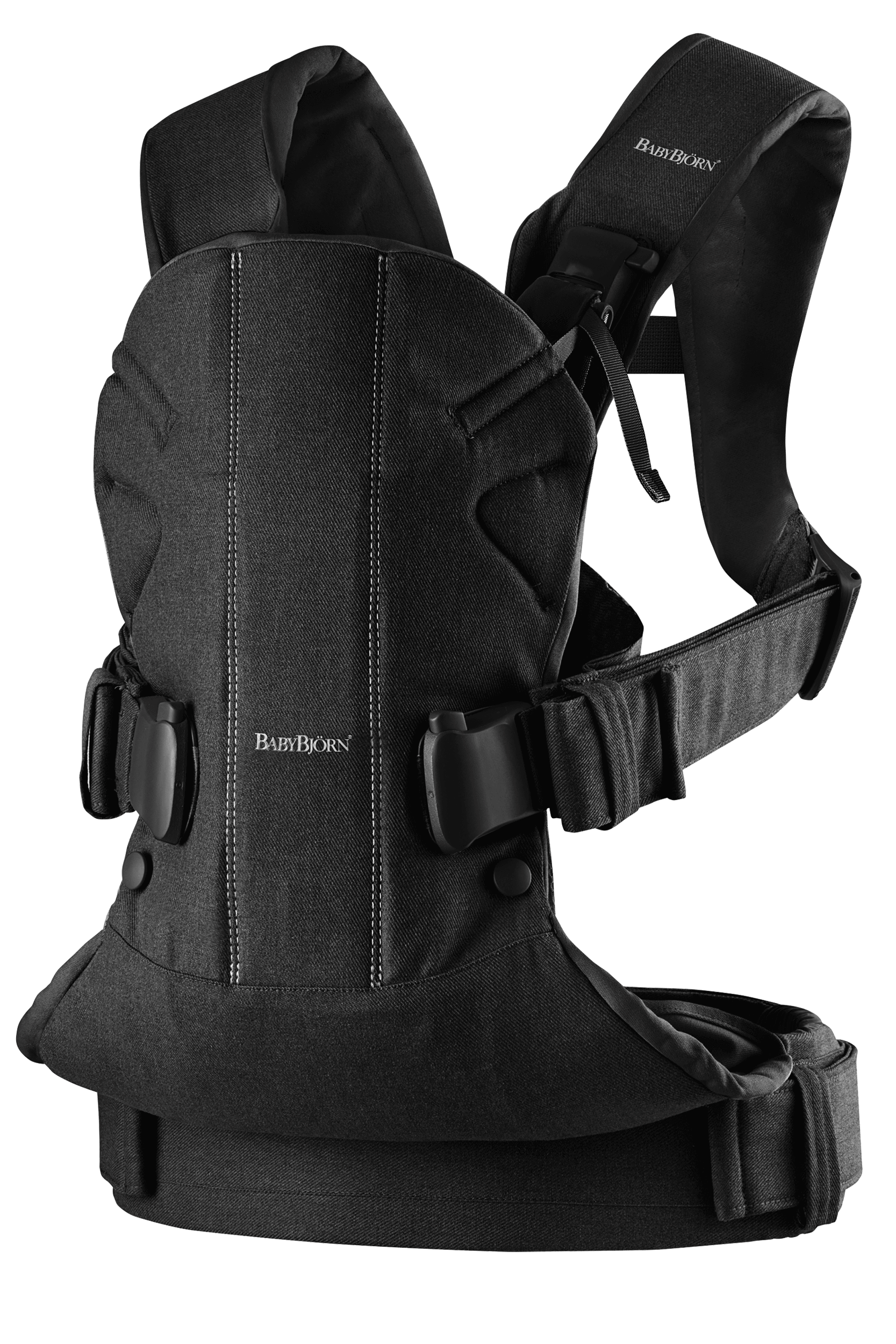 Baby Carrier One in Black woven with sturdy head support